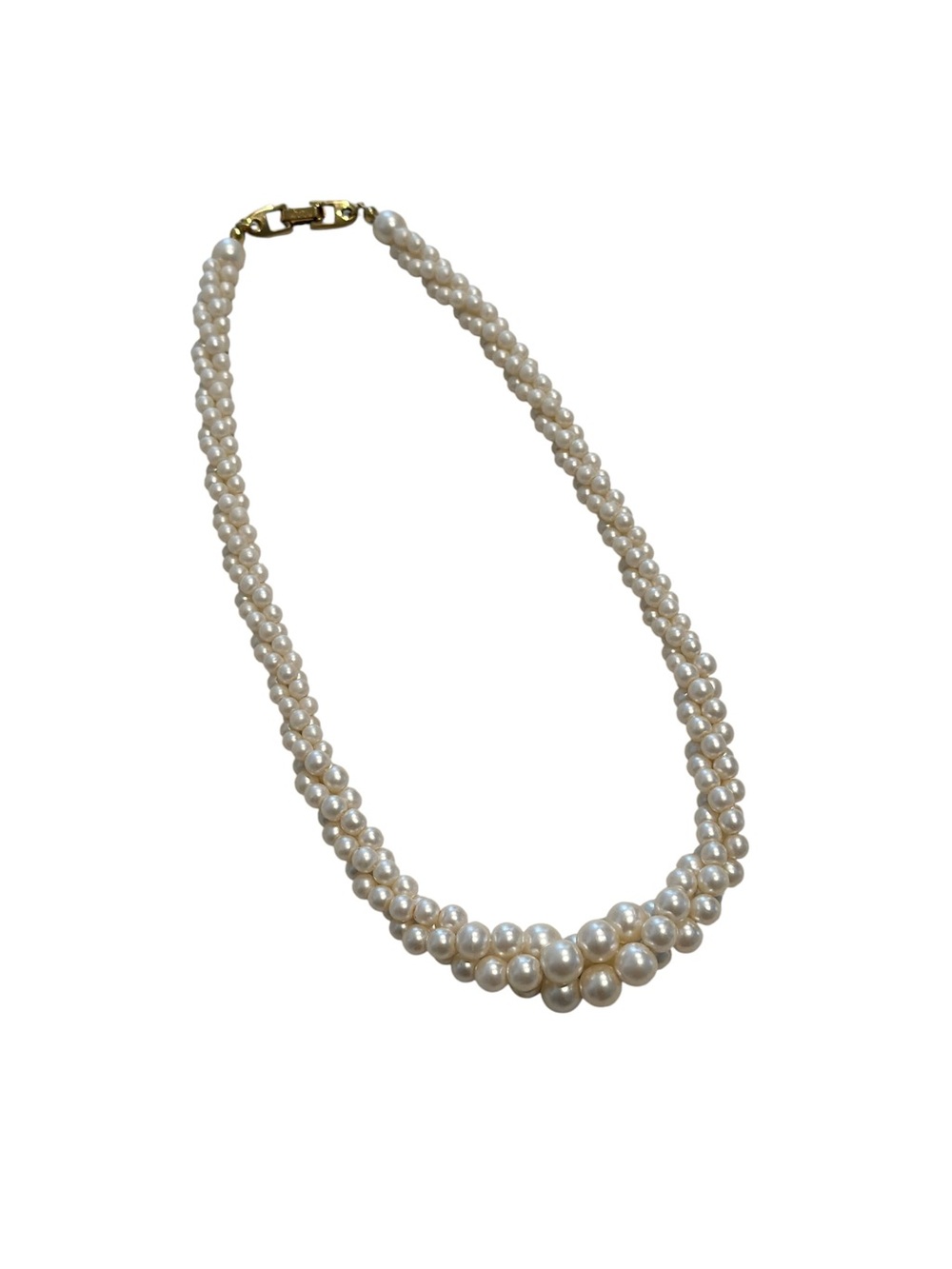 Vintage Napier Faux Pearl Necklace Multi Strand Twisted Graduated Beaded Collar